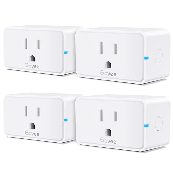 Govee Smart Plug 15A, Wifi Bluetooth Outlets 4 Pack Work with Alexa and Google Assistant, Wifi Plugs with Multiple Timers, Govee Home APP Group Control Remotely, No Hub Required, ETL&FCC Certified