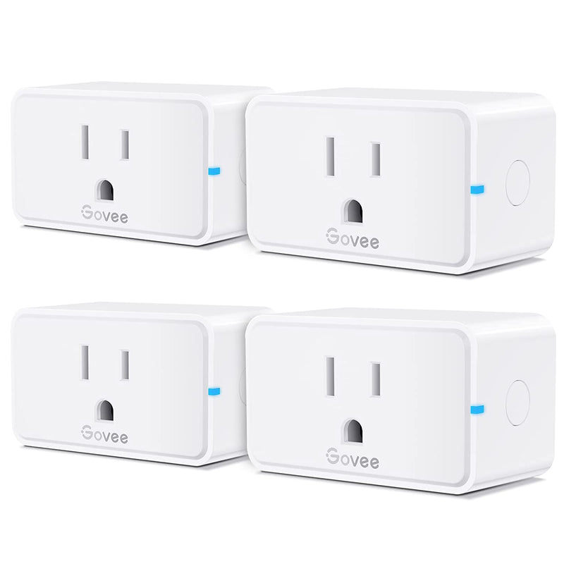 Govee Smart Plug 15A, Wifi Bluetooth Outlets 4 Pack Work with Alexa and Google Assistant, Wifi Plugs with Multiple Timers, Govee Home APP Group Control Remotely, No Hub Required, ETL&FCC Certified