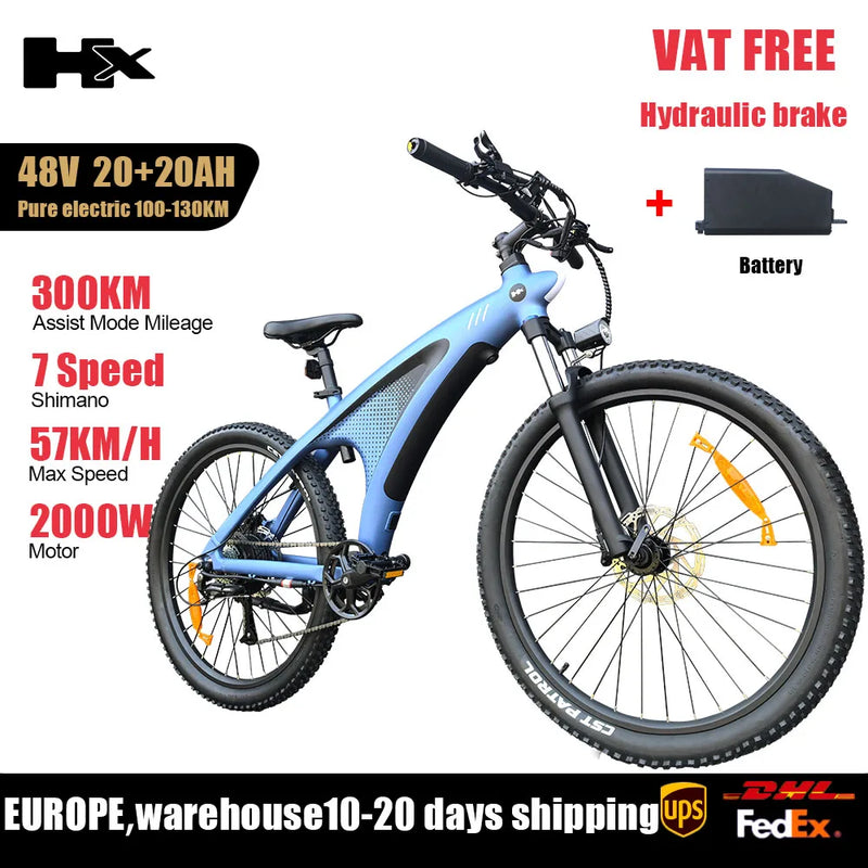 HX Q5 Ebikes 2000W Adults Electric Bike 57KM/H Electric Bicycle 27.5 Inch Removable Battery Electric E Bikes Mountain Ebike