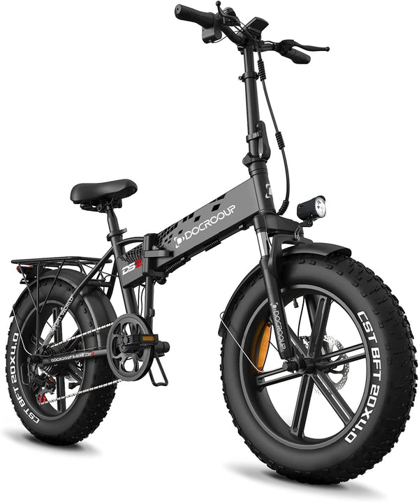Ebikes 750W for Adults - Ebike Folding Electric Bikes for Adults 32Mph Maximum Endurance 50 Mile City Mountain Snow Fat Tire Bikes Docrooup DS2 Adult Electric Bicycles(B) Black