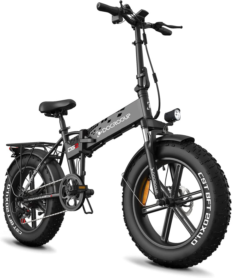 Ebikes 750W for Adults - Ebike Folding Electric Bikes for Adults 32Mph Maximum Endurance 50 Mile City Mountain Snow Fat Tire Bikes Docrooup DS2 Adult Electric Bicycles(B) Black