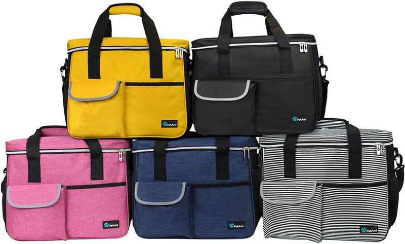 Petami Dog Travel Bag, Travel Pet Bag Organizer, Dog Food Travel Bag with Food Container and Bowls, Dog Travel Supplies Gift Accessories for Weekend Camping, Dog Cat Diaper Bag (Yellow, Medium)
