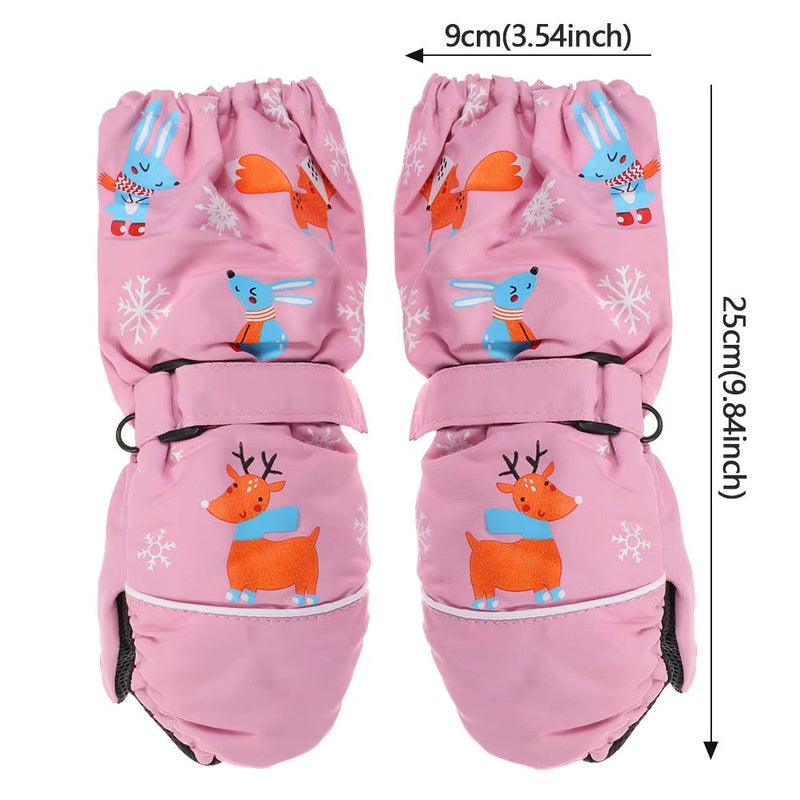 Children Winter Rabbit Gloves Baby Girls Waterproof Windproof Snow Gloves Kids Boy Thick Warm Ski Mitten for 2-6 Years Old