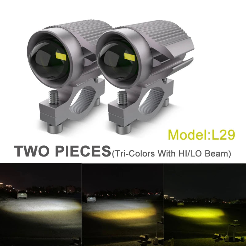15W Super Bright Tri-Model Motorcycle LED Headlight W/ Mini Projector Lens Car ATV Driving Foglight Auxiliary Spotlight