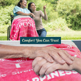PAVILIA Healing Blanket Sherpa Fleece, Get Well Soon Gift, Soft Hug Compassion Throw Blanket for Women Men, Comfort Caring Inspirational Patient Gift, Positive Thoughts Prayer Love Throw, 50X60 Pink