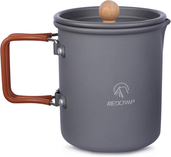 REDCAMP 600Ml Aluminium Camping Coffee Pot with Cup, Lightweight Camping Cup Coffee Mug for Outdoor Cooking Backpacking Hiking