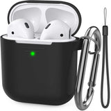 Ahastyle Upgrade Silicone Case Protective Cover [Front LED Visible] Compatible with Apple Airpods 2 & 1 (Black)