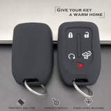TANDRIVE 2PCS Silicone Smart Key Fob Case Cover for 2023 2022 2021 2020 2019 Chevy Silverado and GMC Sierra 1500 2500HD 3500HD, Remote Protector Accessories Holder(Key Ring,Black and Black)