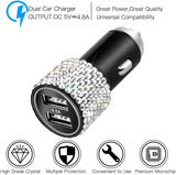 Otostar Dual USB Car Charger, 4.8A Output, Bling Crystal Diamond Car Decorations Accessories Fast Charging Adapter for Iphones Android Ios, Samsung Galaxy, LG, Nexus, HTC (Silver)