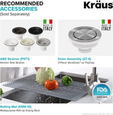 KRAUS Forteza 33-Inch Drop In/Undermount 50/50 Double Bowl Granite Kitchen Sink in Black, KGD-52BLACK