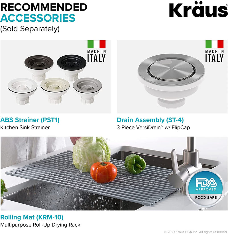 KRAUS Forteza 33-Inch Drop In/Undermount 50/50 Double Bowl Granite Kitchen Sink in Black, KGD-52BLACK