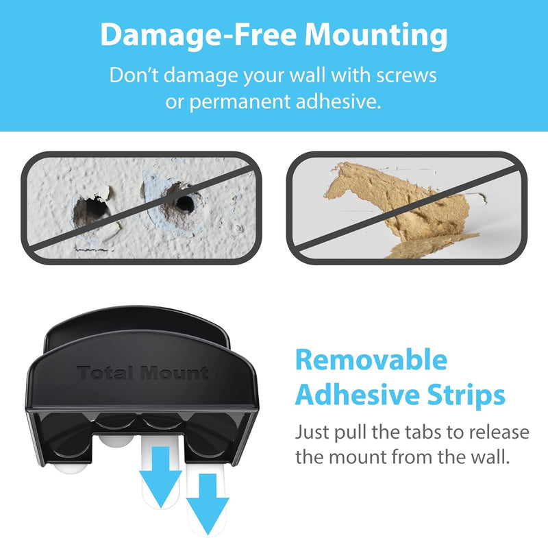 Totalmount Headphone Hanger – Includes Removable Adhesive Strips for Easy, Damage-Free Wall, Desk, or PC Mounting (Premium Black Headphone Hook – One Pack)