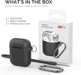 Ahastyle Upgrade Silicone Case Protective Cover [Front LED Visible] Compatible with Apple Airpods 2 & 1 (Black)