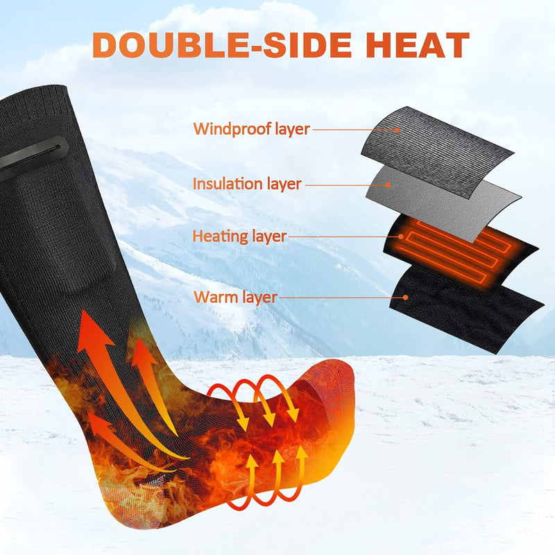 Flyhare Heated Socks,Electric Heated Socks,4000Mah Foot Warmer Heated Socks,3 Level Settings Heated Socks,Rechargeable Heating Cotton Socks,Foot Warm Socks