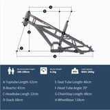 Hot Sale Ready to Ship Fucare 400Lbs Load 20 Inch Aluminum Alloy Dual Battery Electric Bicycle Frame with 190Mm Bike Dropout