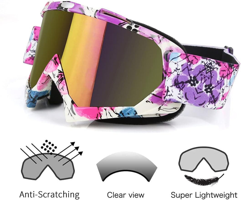 JAMIEWIN Motocross Goggles - ATV Dirt Bike Motorcycle UTV MX Offroad Riding Goggles with anti UV, Dustproof, anti Fog Lenses for Men, Women, Youth & Kids