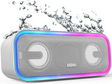 DOSS Soundbox Pro+ Bluetooth Speaker with 24W Impressive Sound, Booming Bass, IPX6 Waterproof, 15Hrs Playtime, Wireless Stereo Pairing, Mixed Colors Lights, 66 FT- Grey