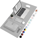 TOWWI Dual Sided Desk Pad, Large Desk Mat, Waterproof Desk Blotter Protector Mouse Pad, Leather Desk Pad Large for Keyboard and Mouse (36" X 17", Gray/Sliver)