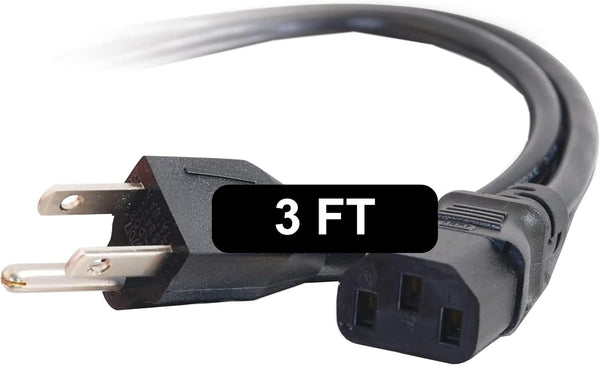 C2G 3FT Replacement AC Power Cord - Power Cable for Electronics, TV, Computer, Printer, Radio, Monitor, Samsung, Dell, Vizio, LG, Asus, Laptop and More (03129)