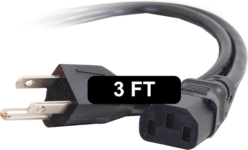 C2G 3FT Replacement AC Power Cord - Power Cable for Electronics, TV, Computer, Printer, Radio, Monitor, Samsung, Dell, Vizio, LG, Asus, Laptop and More (03129)