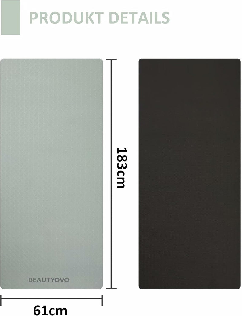 BEAUTYOVO Yoga Mat with Strap, 1/3 Inch Extra Thick Yoga Mat Double-Sided Non Slip, Professional TPE Yoga Mats for Women Men, Workout Mat for Yoga, Pilates and Floor Exercises