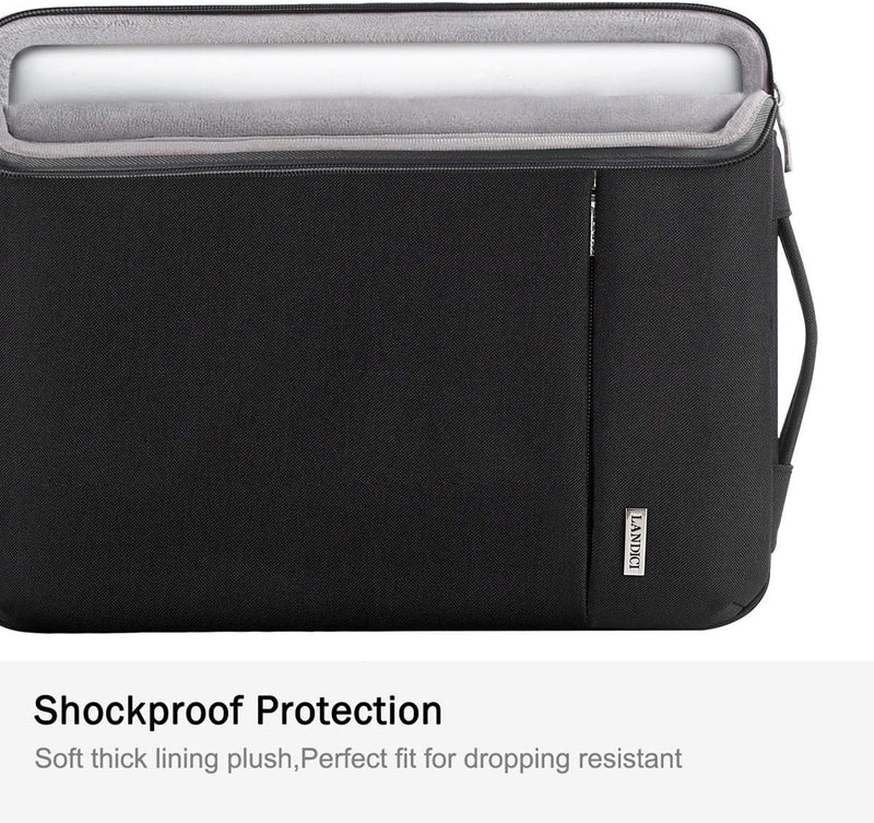LANDICI 360° Protective Laptop Sleeve 11.6 Inch for Surface Pro 7 8 9/Laptop Go 2 3, Macbook Air 11, Small Computer Bag Carrying Case for 11-12 Inch Chromebook, Slim, Shockproof, Waterproof, Black