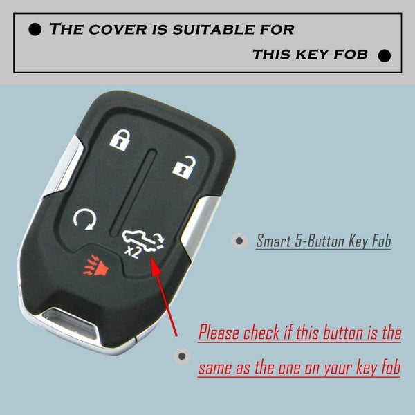 TANDRIVE 2PCS Silicone Smart Key Fob Case Cover for 2023 2022 2021 2020 2019 Chevy Silverado and GMC Sierra 1500 2500HD 3500HD, Remote Protector Accessories Holder(Key Ring,Black and Black)
