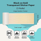 Phomemo Golden Self-Adhesive Thermal Paper, Glossy Printable Sticker Paper Label for Phomemo M02/M02 Pro/M02S/P2S/M03/M04S Mini Sticker Printer, 50Mm X 3.5M, Diameter 28Mm, 3-Rolls