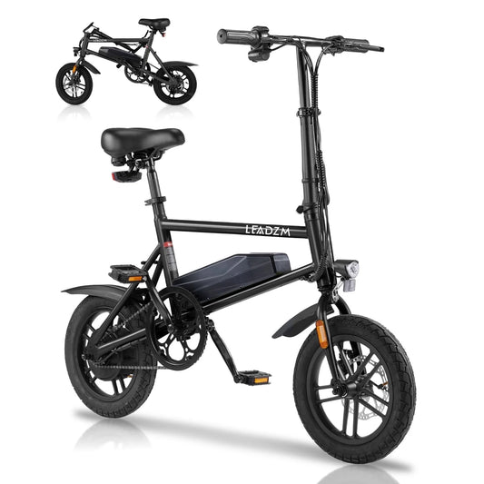 14" Folding Electric Bike for Adults Teens, 500W 36/7.8 AH, Pedal-Assist, Commuter Cruiser City E Bike
