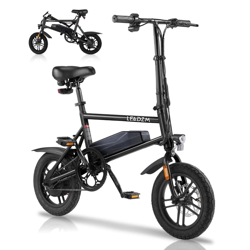 14" Folding Electric Bike for Adults Teens, 500W 36/7.8 AH, Pedal-Assist, Commuter Cruiser City E Bike