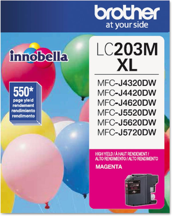 Brother Printer LC203M High Yield Ink Cartridge, Magenta, 550