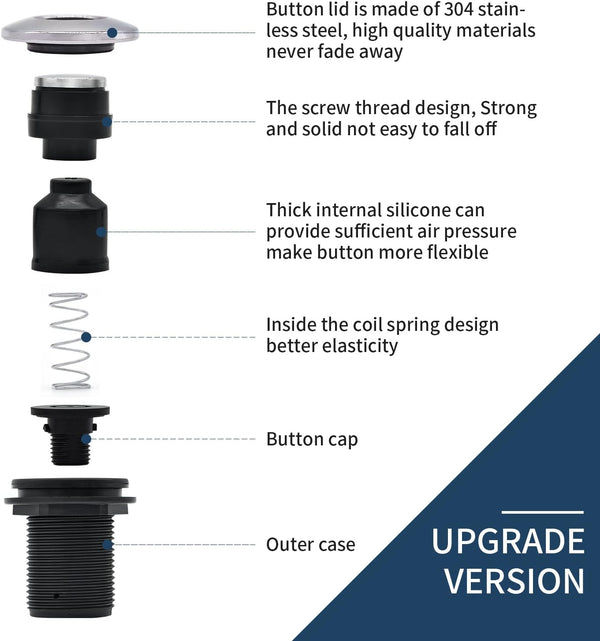 Garbage Disposal Air Switch Kit Sink Top Waste Disposal Long Stainless Steel Brushed Nickel On/Off Air Button Food and Waste Disposals Part by Etoolcity