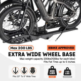 Cyberrack E2 Hitch 2 Ebike Rack with Ramp, 200 Lbs Capacity Electric Bike Carrier Foldable Platform Mount, up to 5-Inch Fat Tire