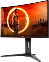 AOC C24G1 24" Curved Frameless Gaming Monitor, FHD 1080P, 1500R VA Panel, 1Ms 144Hz, Freesync, Height Adjustable, VESA, 3-Year Zero Dead Pixels Black