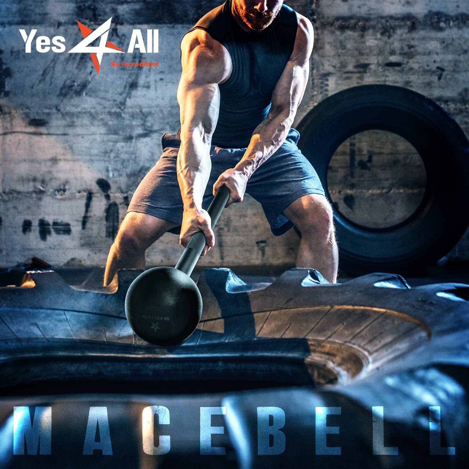 Yes4All Steel Mace Bell for Strength Training - Support Full Body, Muscles, Shoulder, Grips & Forearms Workouts to Rehabilitation, Stretching 5, 7, 10, 15, 20, 25, 30Lb for Woman & Man