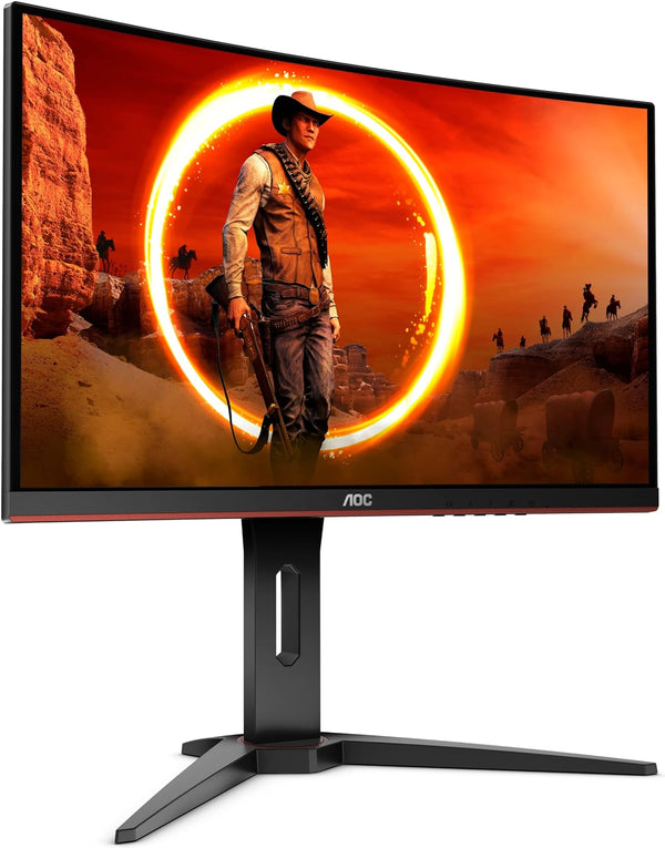 AOC C24G1 24" Curved Frameless Gaming Monitor, FHD 1080P, 1500R VA Panel, 1Ms 144Hz, Freesync, Height Adjustable, VESA, 3-Year Zero Dead Pixels Black