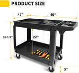 Maxworks 80855 500-Lb Utility Service PP Cart with Two Trays and Wheels 30 Inch X 16 Inch Overall Dimensions