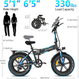 Ebikes 750W for Adults - Ebike Folding Electric Bikes for Adults 32Mph Maximum Endurance 50 Mile City Mountain Snow Fat Tire Bikes Docrooup DS2 Adult Electric Bicycles(B) Black