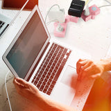 Ijoy Flexible Power Strip - 3 AC Outlets and 2 USB Charging Ports with Pink Extension Cord, Power Strips with Surge Protection, Decorative Surge Protector Outlet Extender for Home, Office, and More