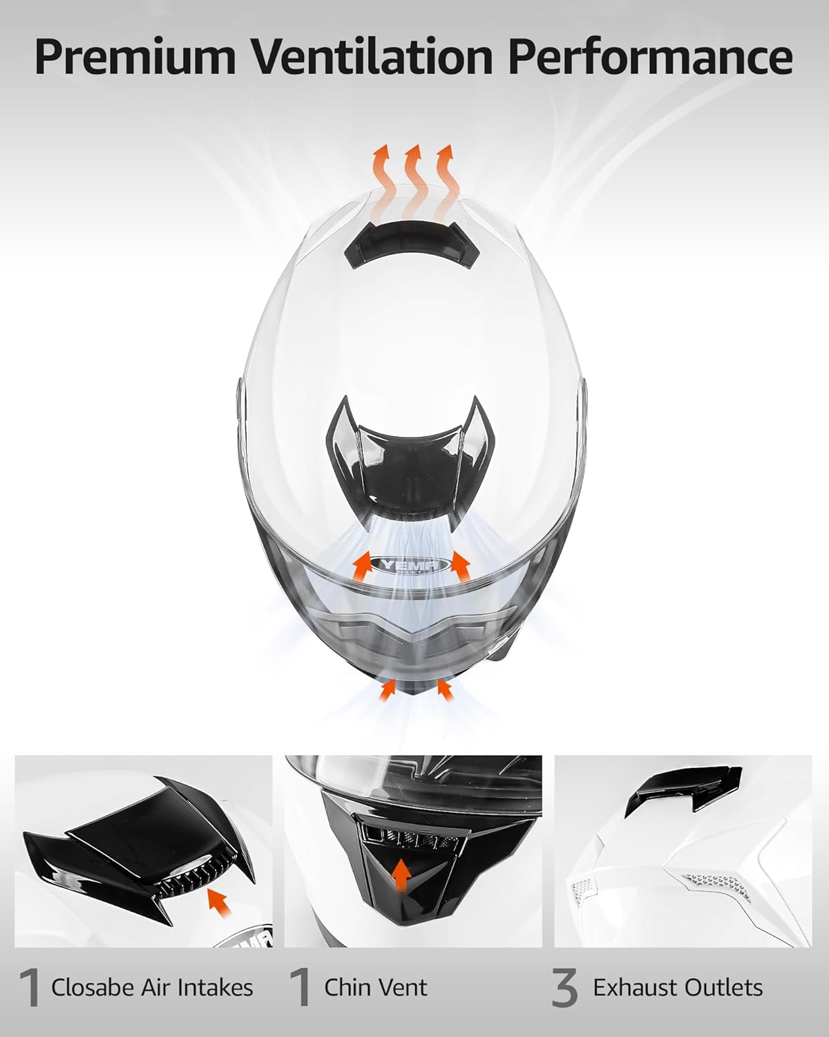 YEMA Modular Motorcycle Helmets, DOT Approved Full Face Motorcycle Helmet with Flip up Dual Visor, Helmets for Adults Men Women Helmets for Street Scooter ATV E-Bike - YM-926