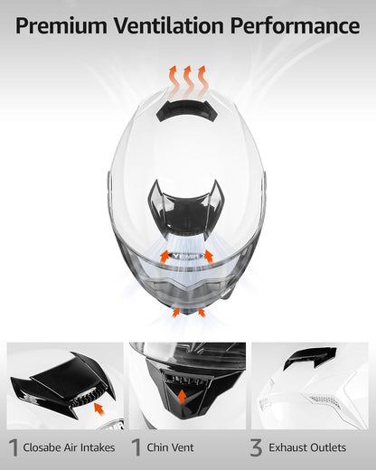 YEMA Modular Motorcycle Helmets, DOT Approved Full Face Motorcycle Helmet with Flip up Dual Visor, Helmets for Adults Men Women Helmets for Street Scooter ATV E-Bike - YM-926