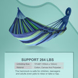 JBM Single Camping Hammock Portable Hammock with Carrying Bag - Support 264Lbs (Blue & Green)