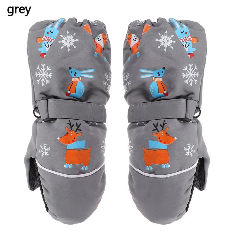 Children Winter Rabbit Gloves Baby Girls Waterproof Windproof Snow Gloves Kids Boy Thick Warm Ski Mitten for 2-6 Years Old