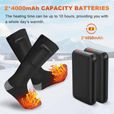 Flyhare Heated Socks,Electric Heated Socks,4000Mah Foot Warmer Heated Socks,3 Level Settings Heated Socks,Rechargeable Heating Cotton Socks,Foot Warm Socks
