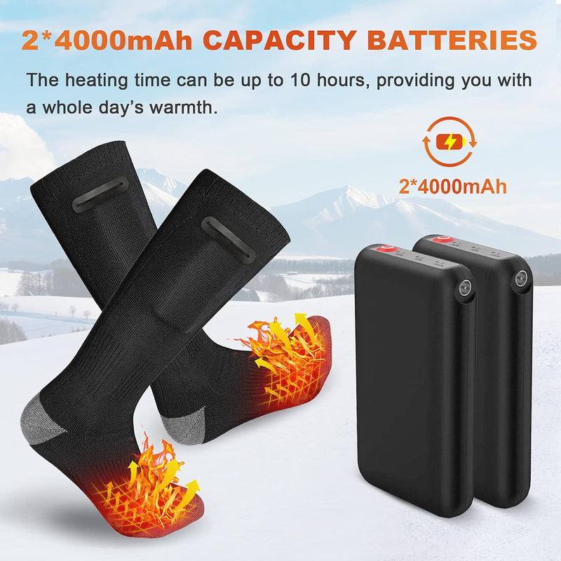 Flyhare Heated Socks,Electric Heated Socks,4000Mah Foot Warmer Heated Socks,3 Level Settings Heated Socks,Rechargeable Heating Cotton Socks,Foot Warm Socks