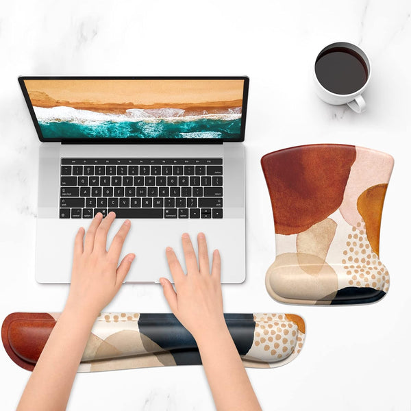 ITNRSIIET Mouse Pad Wrist Support Keyboard Wrist Rest Pad Ergonomic Mousepad Non-Slip Memory Foam Keyboard Pad Easy Typing Pain Relief Perfect for PC Laptop Gaming Office, Abstract Art Style