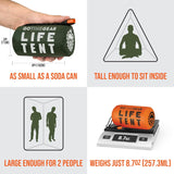 Go Time Gear Survival Life Tent • 2 Person Mylar Emergency Shelter Tube Tent + Paracord • All-Weather Protection for Camping, Hiking, & Survival Kits • Includes Emergency Whistle