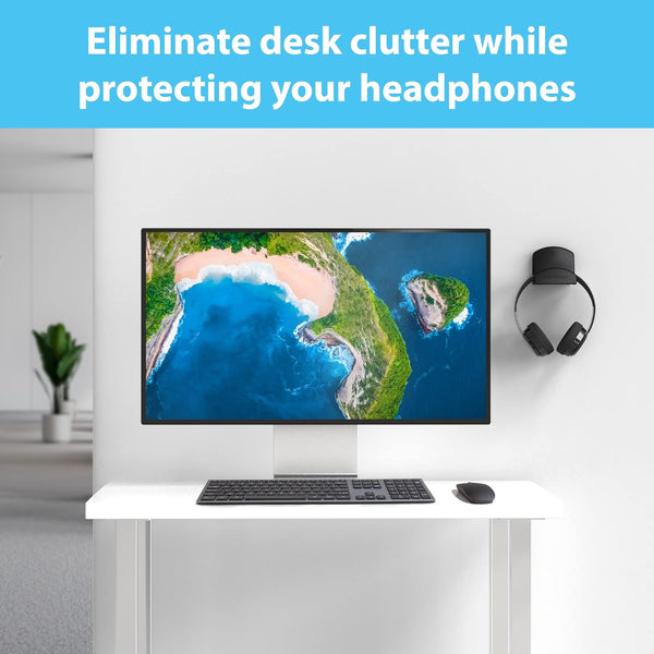Totalmount Headphone Hanger – Includes Removable Adhesive Strips for Easy, Damage-Free Wall, Desk, or PC Mounting (Premium Black Headphone Hook – One Pack)