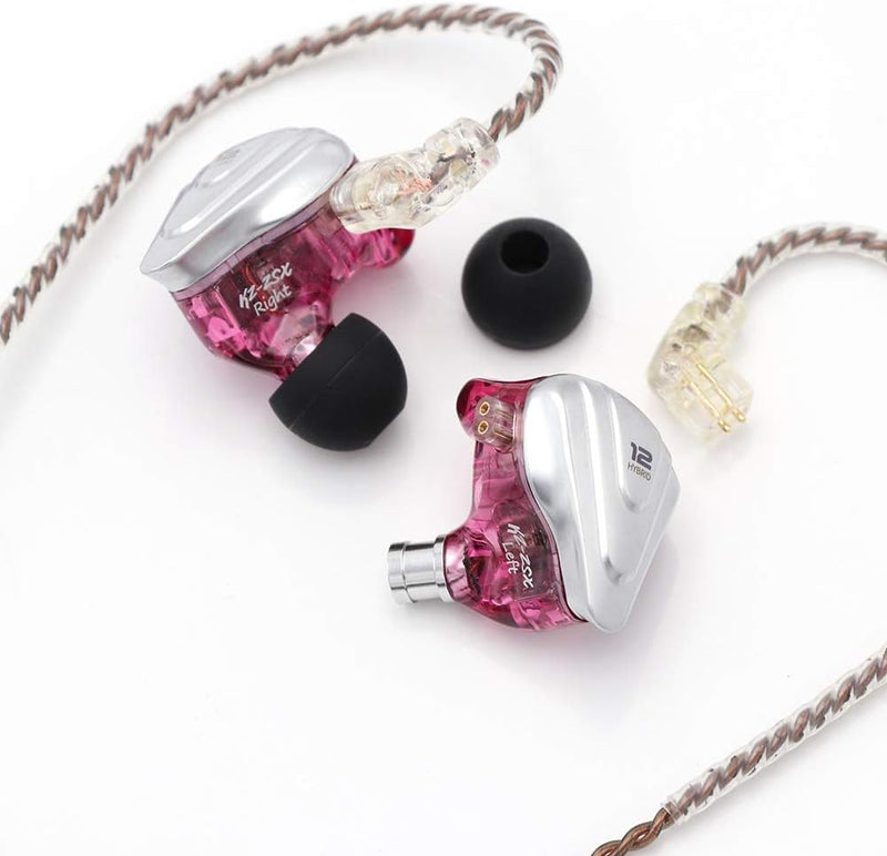 Linsoul KZ ZSX 5BA+1DD 6 Driver Hybrid In-Ear Hifi Earphones with Zinc Alloy Faceplate, Recessed 2 Pin Detachable Cable for Audiophile Musician (Without Mic, Purple)