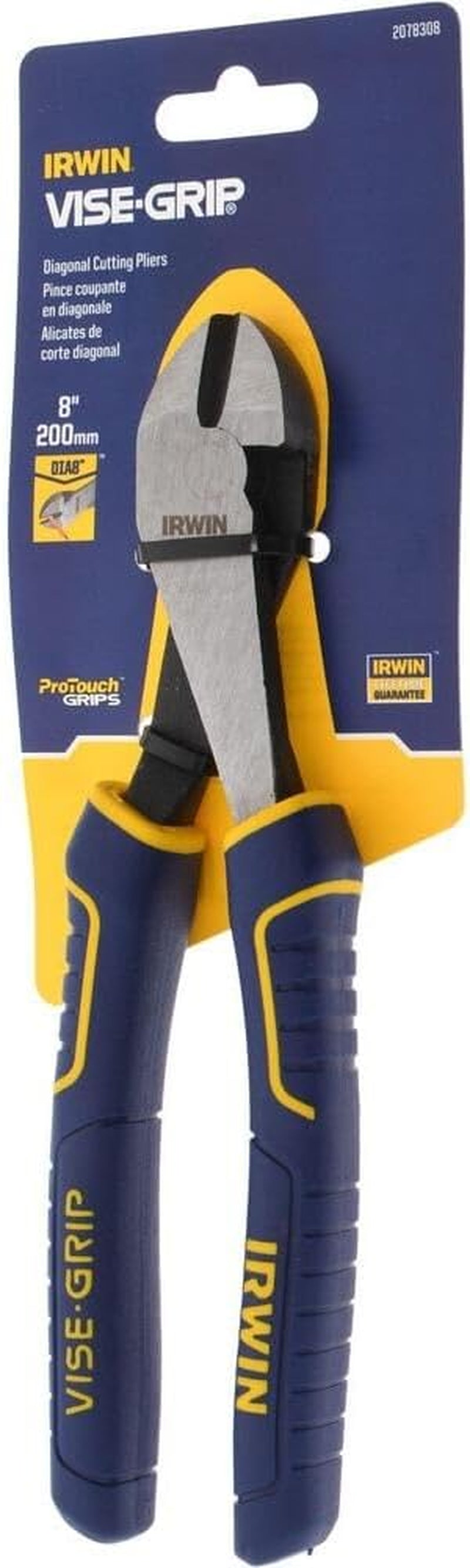 IRWIN VISE-GRIP Diagonal Cutting Pliers, 8", 2078308, Nichel Chromium Steel